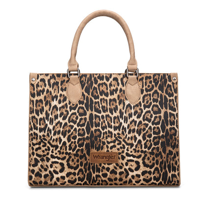 WG296-8625TN    Wrangler Leopard Print Wide Tote Bag/Crossbody