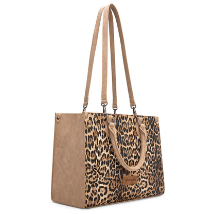 WG296-8625TN    Wrangler Leopard Print Wide Tote Bag/Crossbody