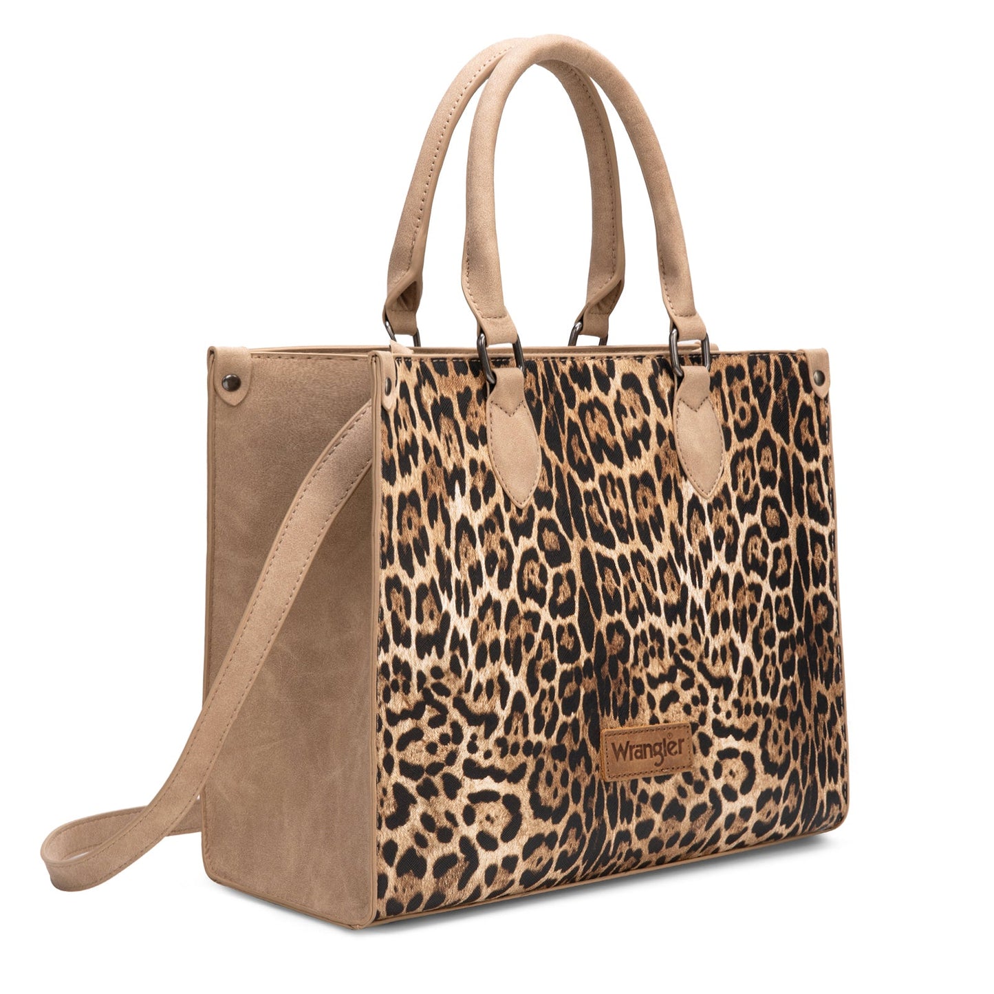 WG296-8625TN    Wrangler Leopard Print Wide Tote Bag/Crossbody