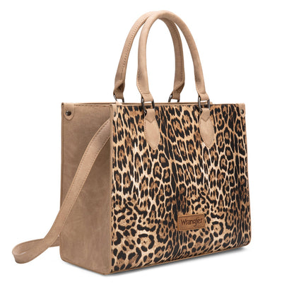 WG296-8625TN    Wrangler Leopard Print Wide Tote Bag/Crossbody