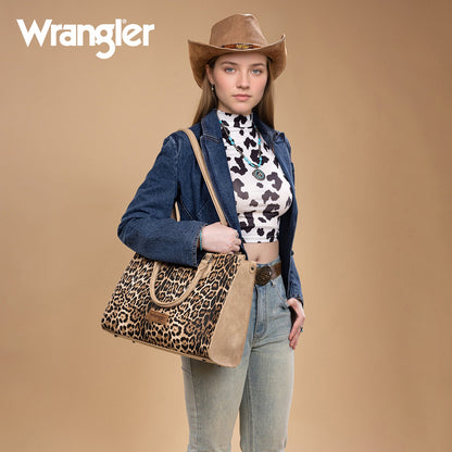 WG296-8625TN    Wrangler Leopard Print Wide Tote Bag/Crossbody
