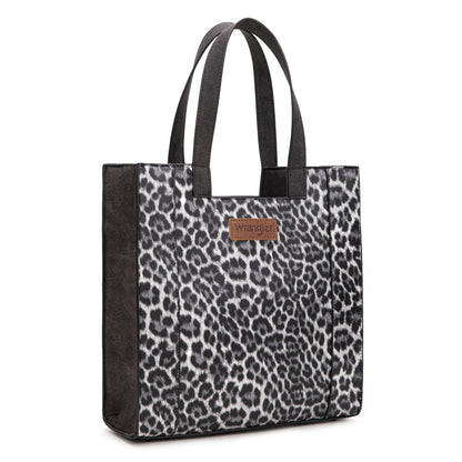 WG296-8900BK   Wrangler Leopard Print Tote Bag- Black