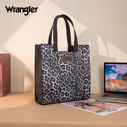 WG296-8900BK   Wrangler Leopard Print Tote Bag- Black