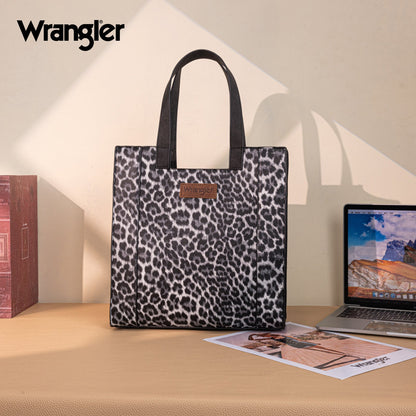 WG296-8900BK   Wrangler Leopard Print Tote Bag- Black