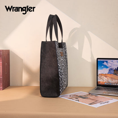 WG296-8900BK   Wrangler Leopard Print Tote Bag- Black