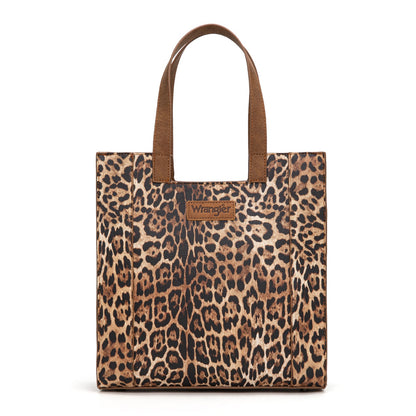 WG296-8900BR    Wrangler Leopard Print Tote Bag- Brown