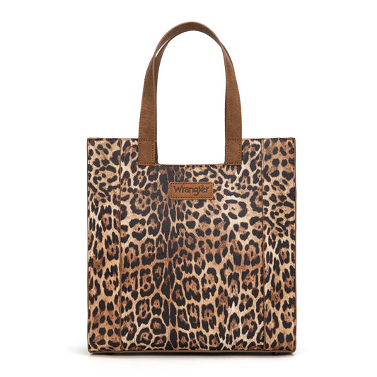 WG296-8900BR    Wrangler Leopard Print Tote Bag- Brown