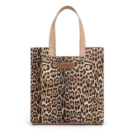 WG296-8900TN    Wrangler Leopard Print Tote Bag- Tan