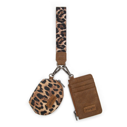 WG296-W0051BR  Wrangler Leopard Print Dual Pouch Wristlet