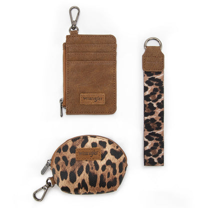 WG296-W0051BR  Wrangler Leopard Print Dual Pouch Wristlet