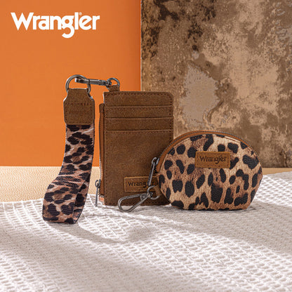 WG296-W0051BR  Wrangler Leopard Print Dual Pouch Wristlet