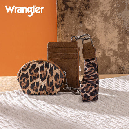 WG296-W0051BR  Wrangler Leopard Print Dual Pouch Wristlet