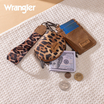 WG296-W0051BR  Wrangler Leopard Print Dual Pouch Wristlet