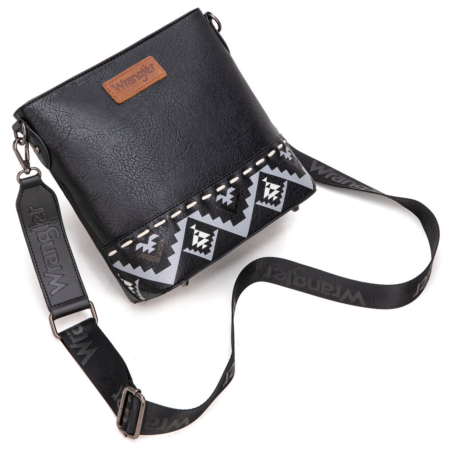 WG297G-8360BK   Wrangler Aztec Print Crossbody Bag -Black