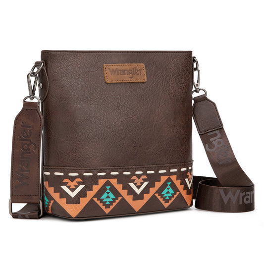 WG297G-8360CF   Wrangler Aztec Print Crossbody Bag -Coffee