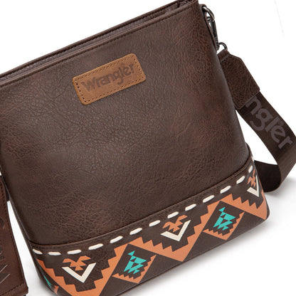 WG297G-8360CF   Wrangler Aztec Print Crossbody Bag -Coffee