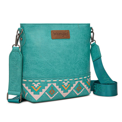 WG297G-8360TQ  Wrangler Aztec Print Crossbody Bag -Turquoise
