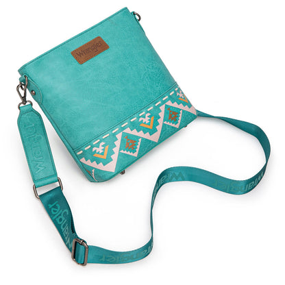 WG297G-8360TQ  Wrangler Aztec Print Crossbody Bag -Turquoise