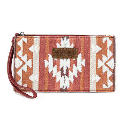 WG313-181  Wrangler Sherpa Aztec Canvas  Clutch - Burgundy