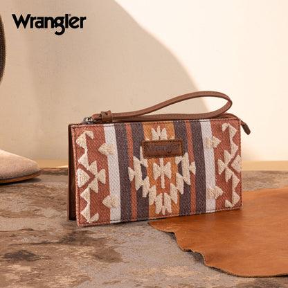 WG313-181  Wrangler Sherpa Aztec Canvas  Clutch - Brown