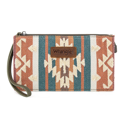 WG313-181  Wrangler Sherpa Aztec Canvas  Clutch - Green