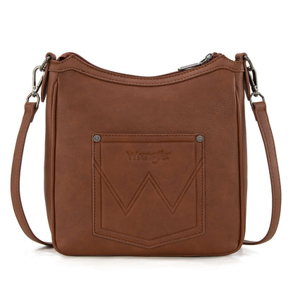 WG313-2003   Wrangler Sherpa Aztec Canvas Crossbody - Brown