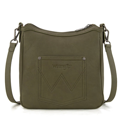 WG313-2003   Wrangler Sherpa Aztec Canvas Crossbody - Green