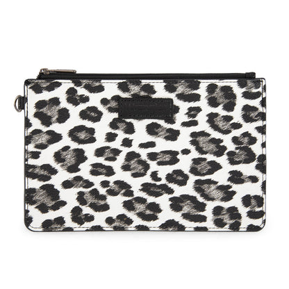 WG366-W114  Wrangler Leopard Print Dual Pouch Wristlet with Zipper Round Case- Black