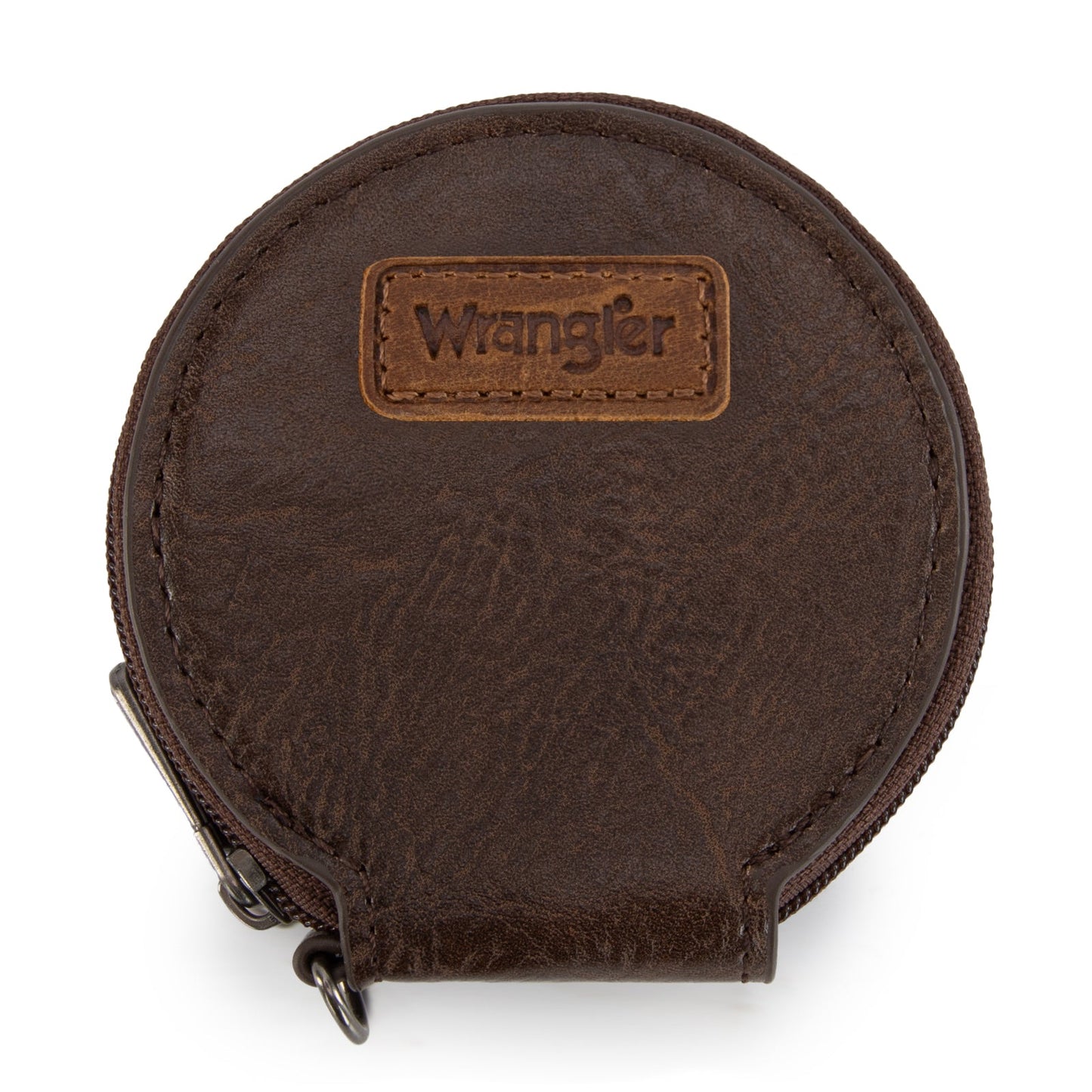 WG366-W114  Wrangler Leopard Print Dual Pouch Wristlet with Zipper Round Case-Coffee