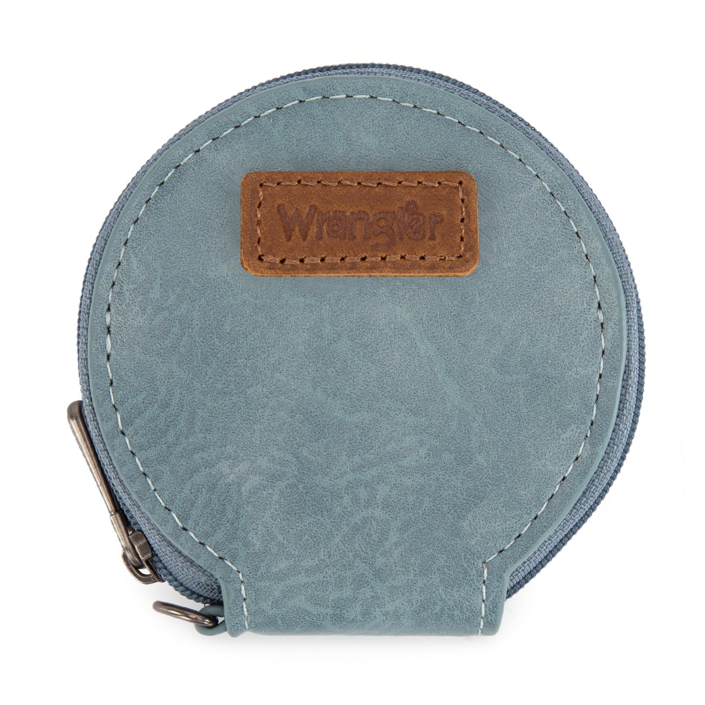 WG366-W114  Wrangler Leopard Print Dual Pouch Wristlet with Zipper Round Case-Jean