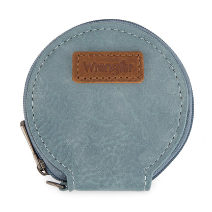 WG366-W114  Wrangler Leopard Print Dual Pouch Wristlet with Zipper Round Case-Jean