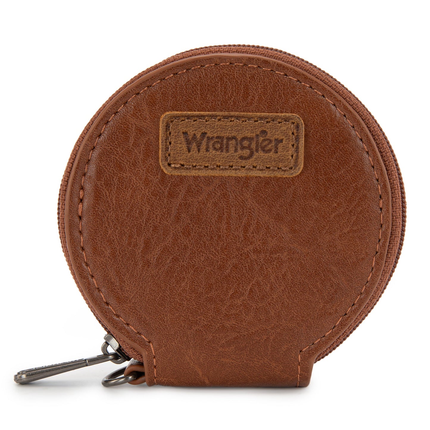 WG366-W114  Wrangler Leopard Print Dual Pouch Wristlet with Zipper Round Case-Leopard