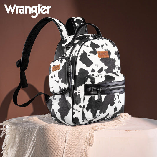 WG133-8603  Wrangler Cow Print Backpack With Coin Pouch - Black