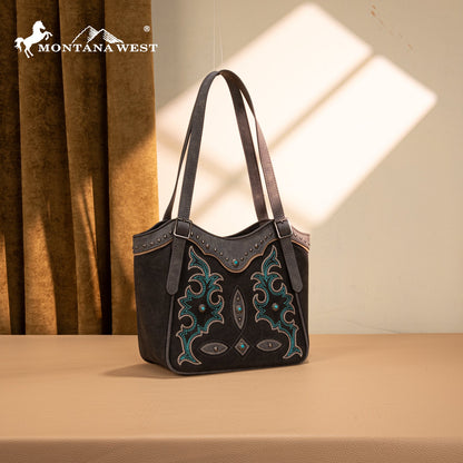 MW1344-8250 Montana West Embroidered Boot Scroll Tote