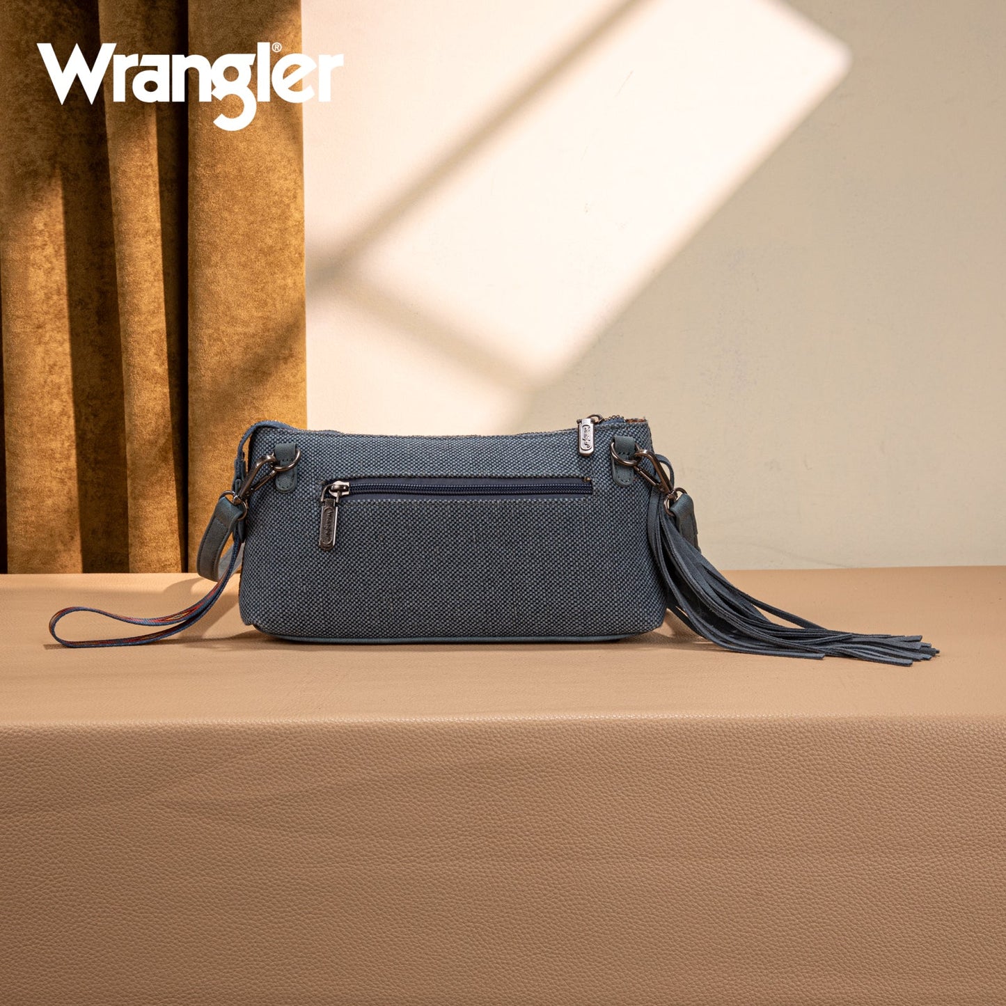 WG259-1834  Wrangler Embroidered Aztec Canvas Wristlet/Crossbody-Jean