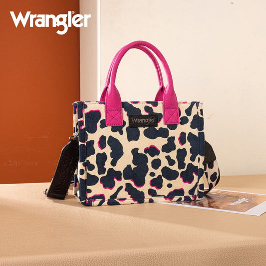 WG264-8120HPK  Wrangler Cow Print Concealed Carry Tote/Crossbody -Hot Pink