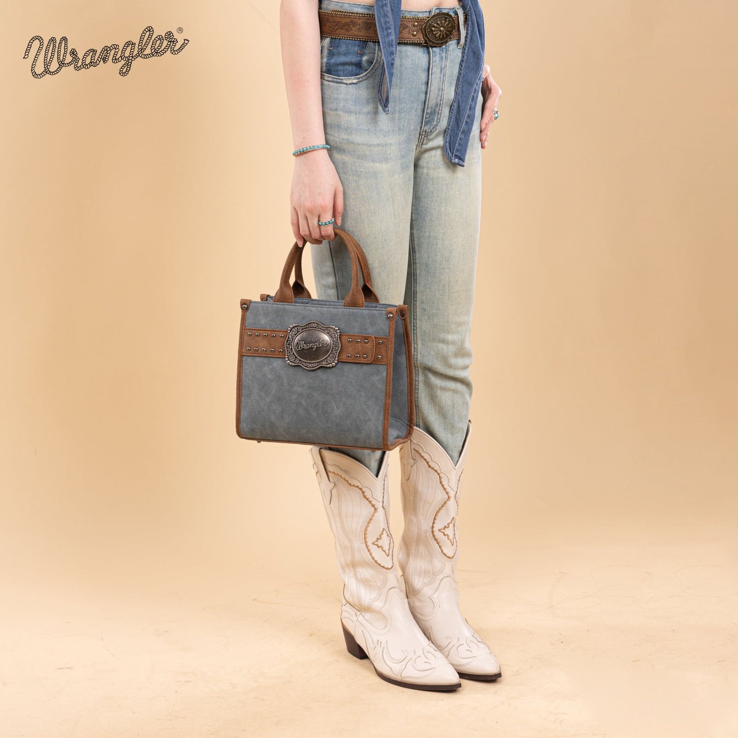WG250-81202JN  Wrangler Buckle Tote/Crossbody -Jean